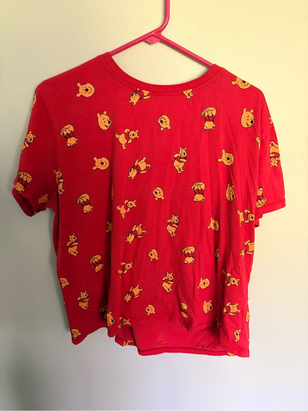 Disney Red Short Sleeve Tee with Yellow Winnie the Pooh Print